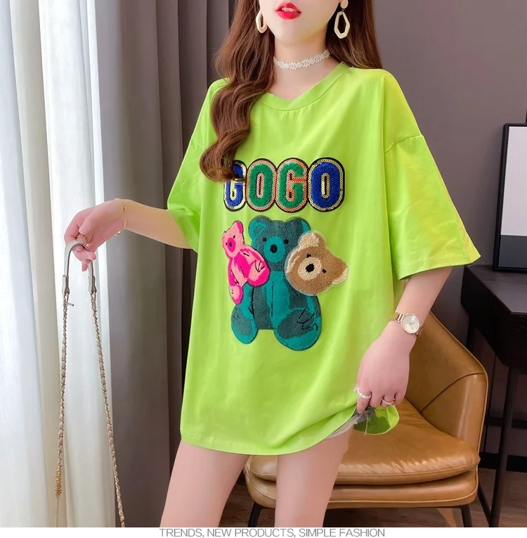2020 Summer Korean Cartoon Embroidery Casual Loose Plus Size Round Neck Top Women's Short Sleeve T-shirt
2020 Summer Korean Cartoon Embroidery Casual Loose Plus Size Round Neck Top Women's Short Sleeve T-shirt