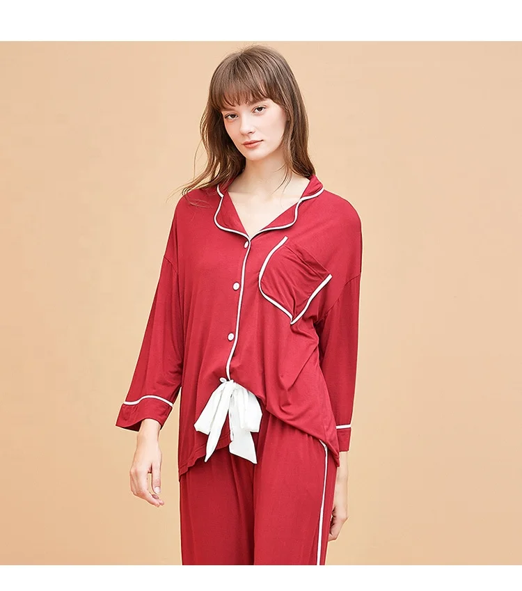 OEM Custom Modal Hot selling pajamas solid color women's spring and summer long-sleeved Pj suit thin women's sleepwear
OEM Custom Modal Hot selling pajamas solid color women's spring and summer long-sleeved Pj suit thin women's sleepwear