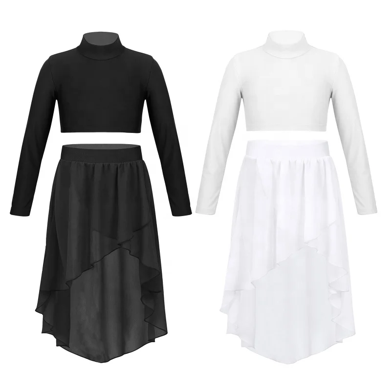 Kids Girls Solid Color Long Sleeves Crop Top and High Low Elastic Waistband Dancewear Chiffon Skirt
Kids Girls Solid Color Long Sleeves Crop Top and High Low Elastic Waistband Dancewear Chiffon Skirt