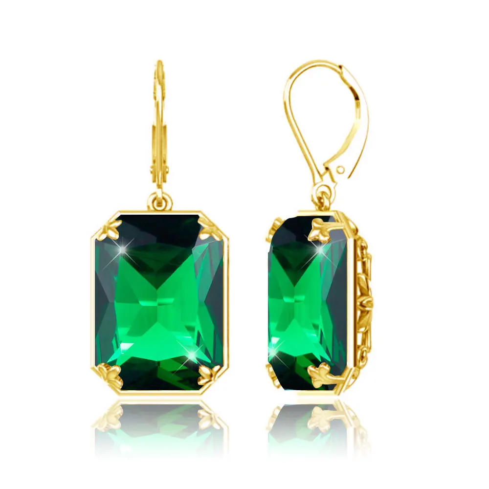 Filigree Carving Square Crystal Real 925 Silver Factory Custom Vintage 18K Gold Plated Emerald Earrings Earrings Women Jewelry
Filigree Carving Square Crystal Real 925 Silver Factory Custom Vintage 18K Gold Plated Emerald Earrings Earrings Women Jewelry