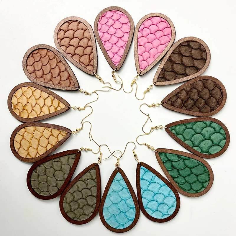 Fish Skin Leather Earrings for Women Colorful Teardrop Wood Earrings Fashion Jewelry Accessories Hot Sale Party Gift Girl
Fish Skin Leather Earrings for Women Colorful Teardrop Wood Earrings Fashion Jewelry Accessories Hot Sale Party Gift Girl