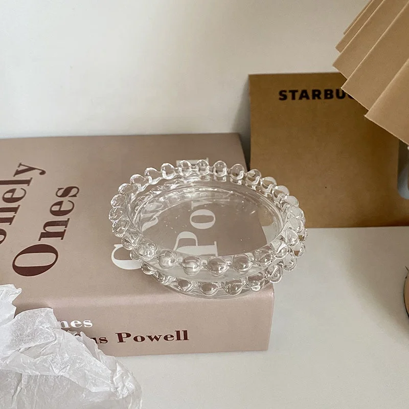 Ins simple raindrops crystal clear glass tray cup mat glass plate for scented candle cake coffee
Ins simple raindrops crystal clear glass tray cup mat glass plate for scented candle cake coffee