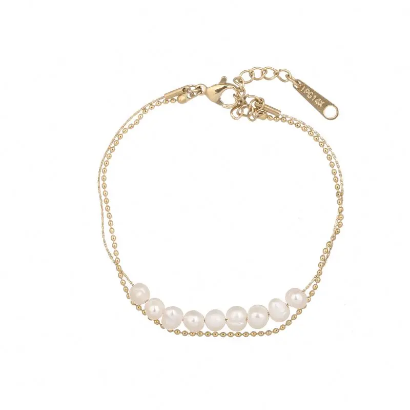 Women's Lovely Jewelry 14K Gold Plated Double Layered Stainless Steel Pearl Bracelet
Women's Lovely Jewelry 14K Gold Plated Double Layered Stainless Steel Pearl Bracelet