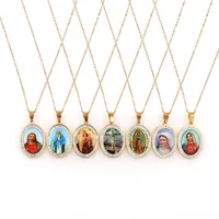 

7 Style Gold 316L Stainless Steel Oval Virgin Mary Christian Catholic Necklace Pendant High-quality Necklace For Women Gift