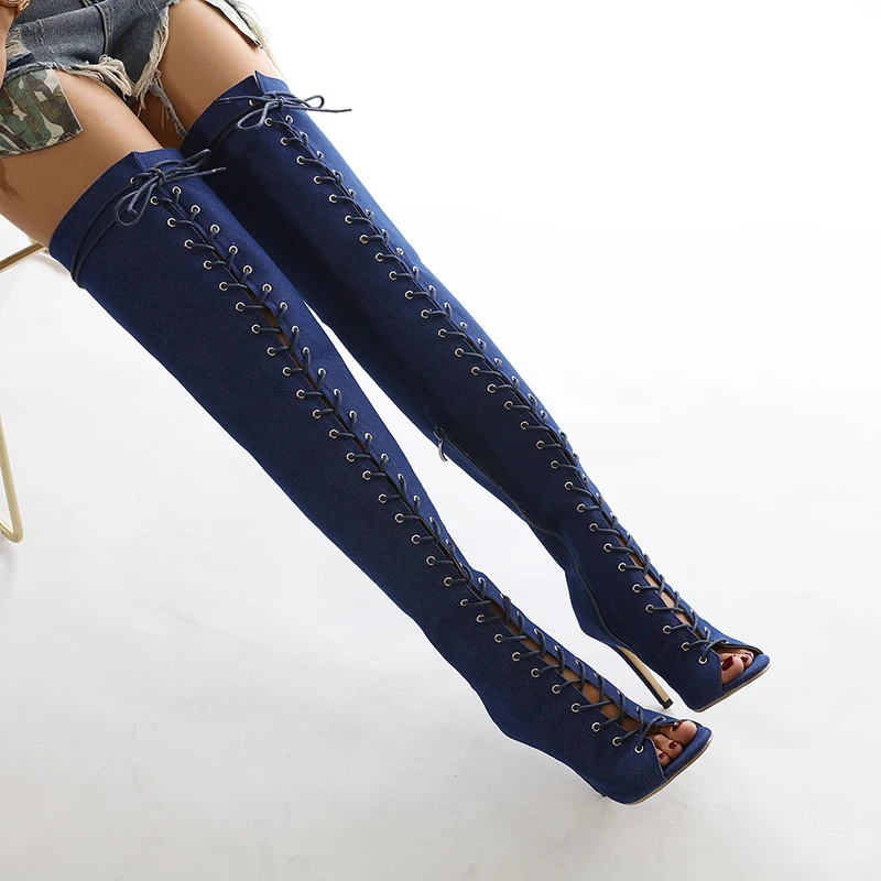 2022 European & American style knee high boots comfortable lace up size 42 denim high heel women's Boots
2022 European & American style knee high boots comfortable lace up size 42 denim high heel women's Boots