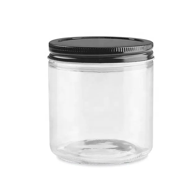Wide Mouth Clear Straight Sided Storage Bottle 16OZ Glass Jar with Metal Lid 
Wide Mouth Clear Straight Sided Storage Bottle 16OZ Glass Jar with Metal Lid