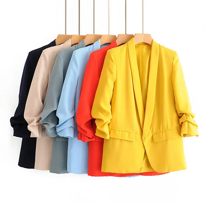 Women's Blazers with 3/4 Sleeves Jacket Yellow Open Front Office Cardigan Casual Work Office Blazer Mujer
Women's Blazers with 3/4 Sleeves Jacket Yellow Open Front Office Cardigan Casual Work Office Blazer Mujer