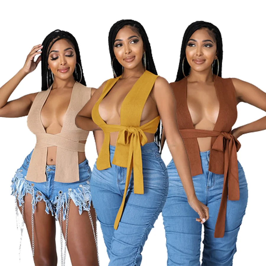 8 Colors Women Solid Color Shawl Low Cut Tank Top Crop Sexy Tie Knitted Vintage Sweater Tops For Ladies 2021 Summer Clothing
8 Colors Women Solid Color Shawl Low Cut Tank Top Crop Sexy Tie Knitted Vintage Sweater Tops For Ladies 2021 Summer Clothing