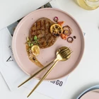 Nordic style simple design pourpular dining plate set matte cheap round ceramic plates