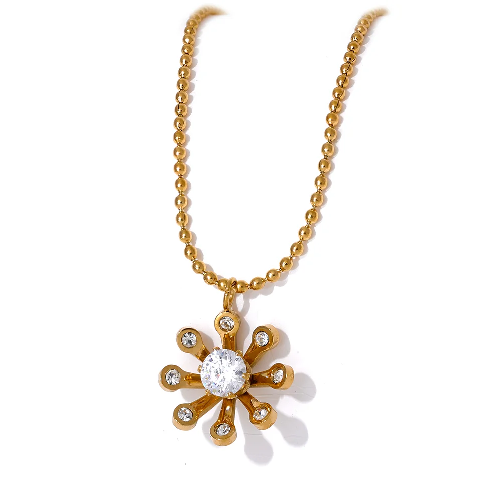 JINYOU 112 Aesthetic Shiny Cubic Zirconia Flower Pendant Necklace Stainless Steel 18K Gold Color Plated Exquisite Jewelry Charm
JINYOU 112 Aesthetic Shiny Cubic Zirconia Flower Pendant Necklace Stainless Steel 18K Gold Color Plated Exquisite Jewelry Charm