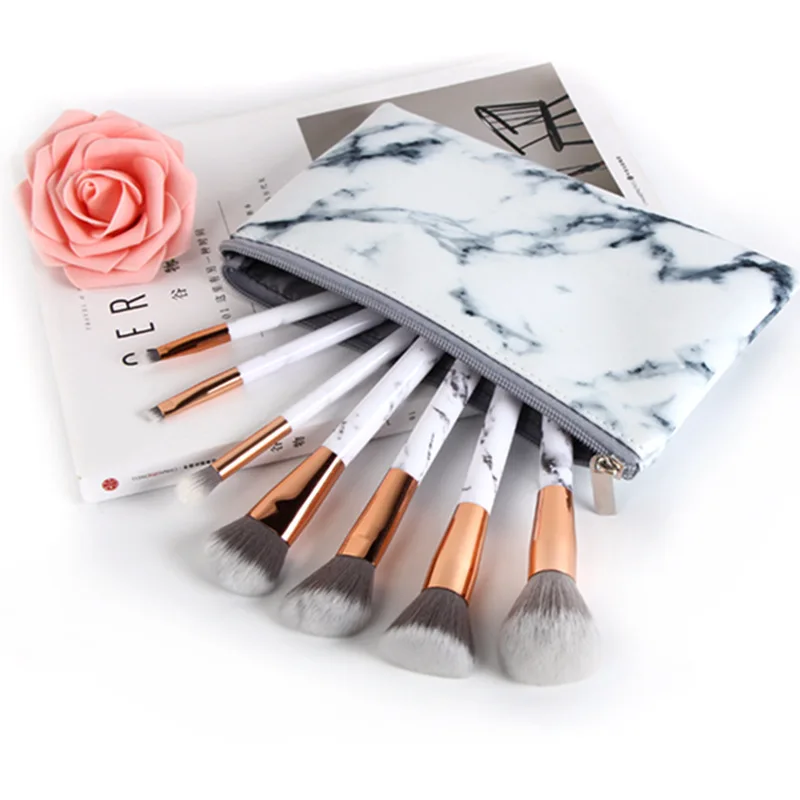 HZM 7 Pieces Custom white Gold Marble Makeup brush set with bag fashion beauty for women premium Synthetic Hair priavate label
HZM 7 Pieces Custom white Gold Marble Makeup brush set with bag fashion beauty for women premium Synthetic Hair priavate label
