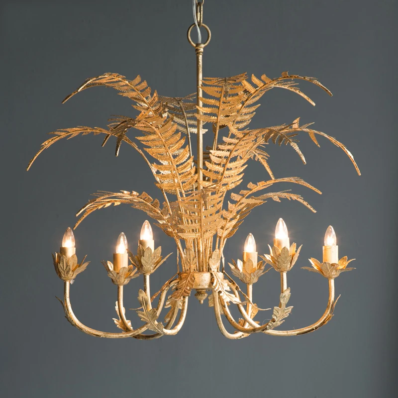 6 Light metal and lamps golden pendant chandelier for living room brass art chandelier antique retro living room lighting