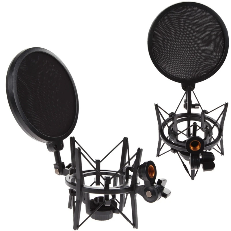 Professional Microphone Stand mount pop Filter Shield Shock Head Mount for mic Recording, Black
Professional Microphone Stand mount pop Filter Shield Shock Head Mount for mic Recording, Black