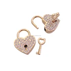 Ivoduff Shiny Gold Love Heart Shape Padlock With Rhinestones