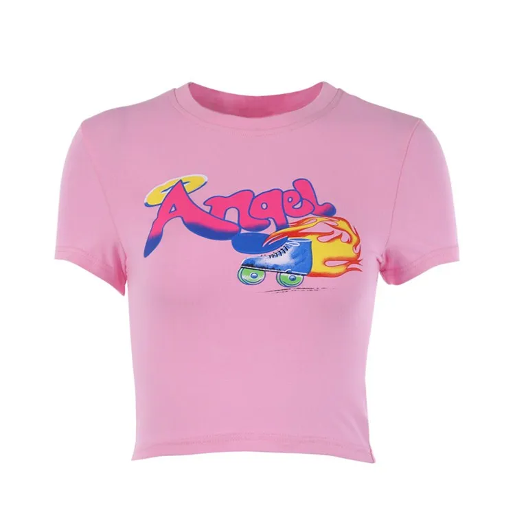 Cartoon Print Cotton T Shirt Women Casual Sexy Graphic Tees Short Sleeve Crop Top Streetwear Summer, Pink
Cartoon Print Cotton T Shirt Women Casual Sexy Graphic Tees Short Sleeve Crop Top Streetwear Summer, Pink