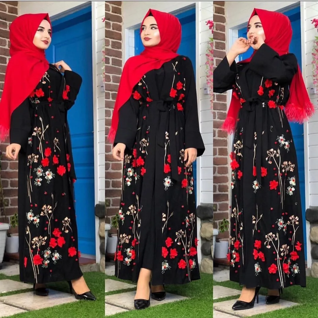 2021 Summer Hot Women's Muslim Embroidery Printed Long Dress Middle East Turkish Embroidered Islamic Clothing, Pink/black/blue
2021 Summer Hot Women's Muslim Embroidery Printed Long Dress Middle East Turkish Embroidered Islamic Clothing, Pink/black/blue
