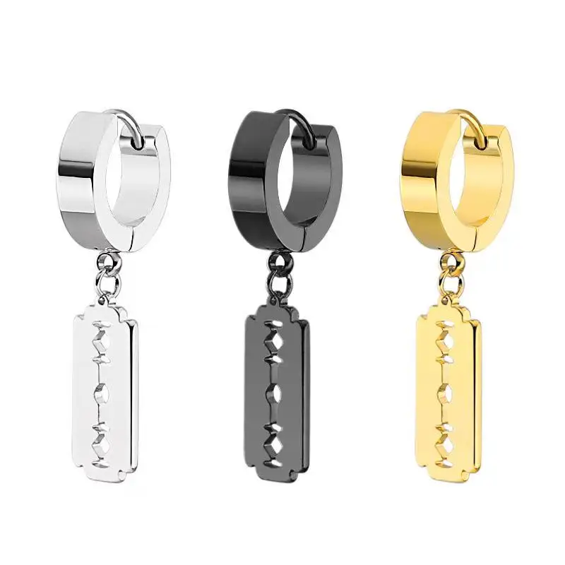 Fashion creative blade pendant titanium steel ear buckle stainless steel round plane Earrings factory direct sales
Fashion creative blade pendant titanium steel ear buckle stainless steel round plane Earrings factory direct sales