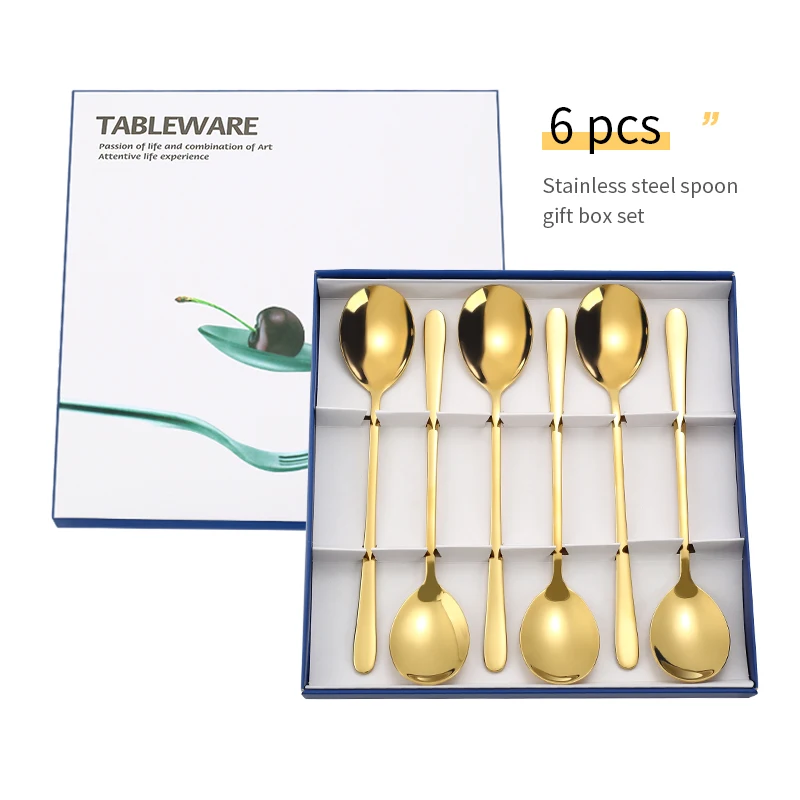 Custom Gift Box 6Pcs Spoon Set Popular Stainless Steel Colorful Metal Korea Tea Spoon Wholesale
Custom Gift Box 6Pcs Spoon Set Popular Stainless Steel Colorful Metal Korea Tea Spoon Wholesale