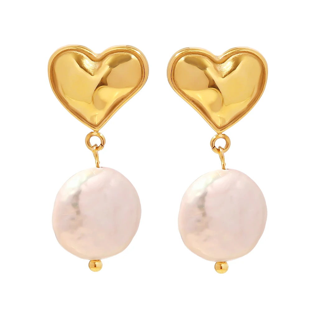 18k Gold Plated Stainless Steel Jewelry Gift French Retro Stainless Steel Heart Baroque Peal Stud Earrings
18k Gold Plated Stainless Steel Jewelry Gift French Retro Stainless Steel Heart Baroque Peal Stud Earrings