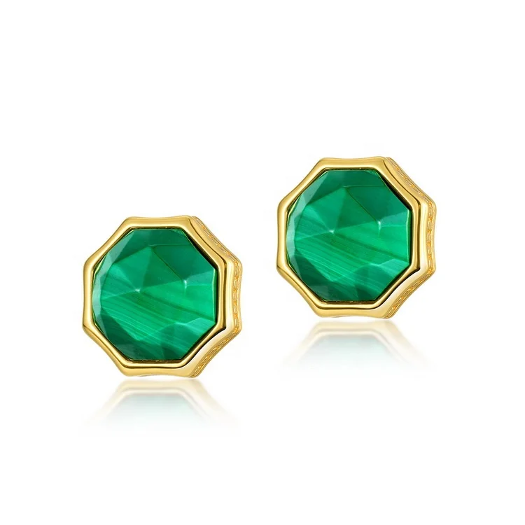 Fashion Hexagon Malachite Earrings Real Gold Plated 925 Sterling Silver Octagonal Geometric Gemstone Stud Earrings
Fashion Hexagon Malachite Earrings Real Gold Plated 925 Sterling Silver Octagonal Geometric Gemstone Stud Earrings