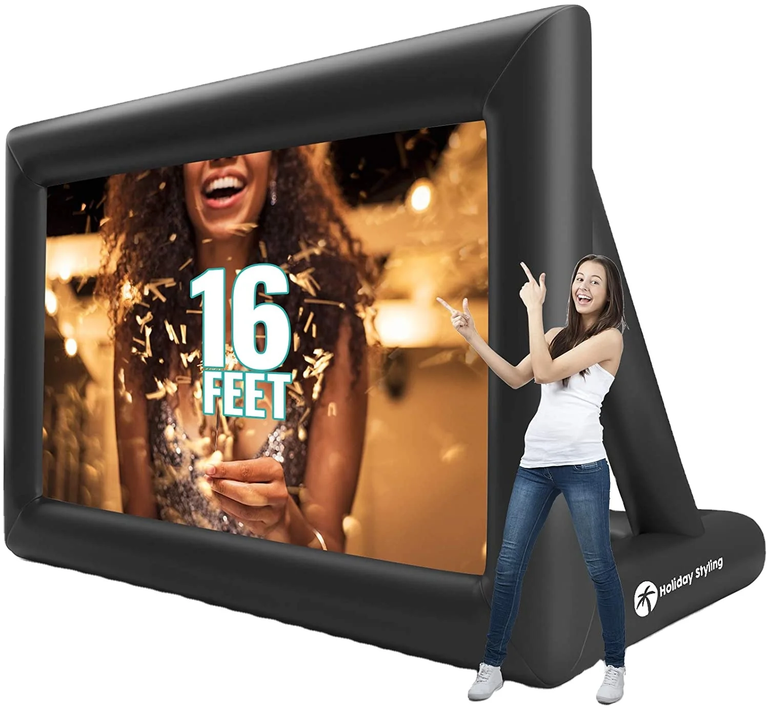 14/16/20 Feet Inflatable Outdoor and Indoor Theater Projector Movie Screen - Includes Inflation Fan, Tie-Downs and Storage Bag, Black
14/16/20 Feet Inflatable Outdoor and Indoor Theater Projector Movie Screen - Includes Inflation Fan, Tie-Downs and Storage Bag, Black