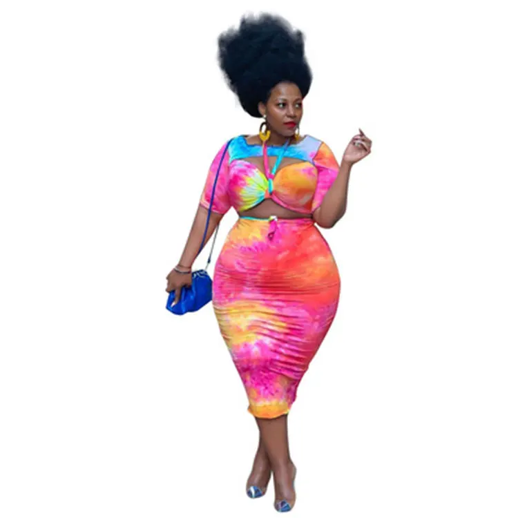summer women new arrival plus size tie dye print crop top and dresses set women two piece dresses set
summer women new arrival plus size tie dye print crop top and dresses set women two piece dresses set