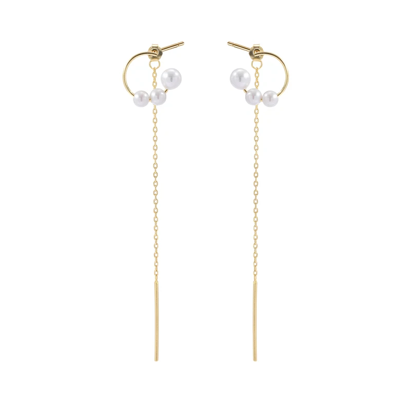 Women Jewellery Fashion Design Long Chain Earrings Drop 925 Silver Gold Plated Pearl Earrings Stud
Women Jewellery Fashion Design Long Chain Earrings Drop 925 Silver Gold Plated Pearl Earrings Stud