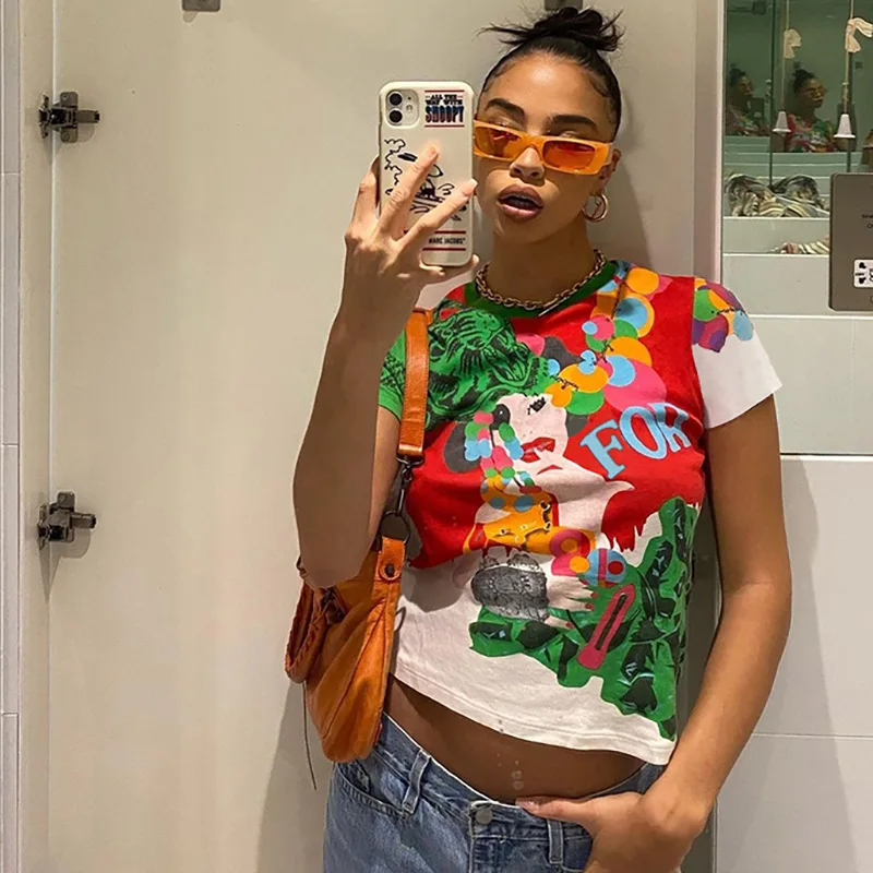 New Arrival Summer Slim Fit T Shirt Women Casual Fashion Printed O Neck Color Blocking Street Wear Blouse Women Tops, Picture color
New Arrival Summer Slim Fit T Shirt Women Casual Fashion Printed O Neck Color Blocking Street Wear Blouse Women Tops, Picture color