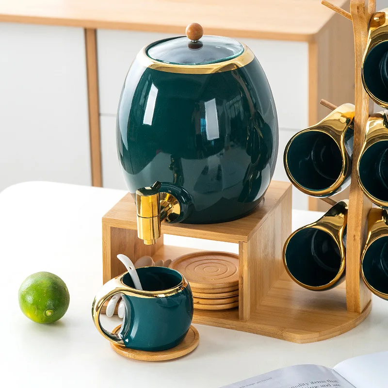 

2020 New wholesale Bulk coffee cup glazed ceramic tea cups and saucers tea cup set, Green