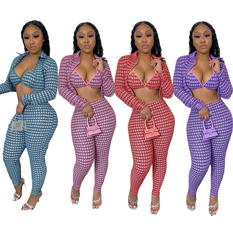 Women Crop Top Sexy 3 Piece Set Clothing Women Coats Three Piece Set Clothing Women Clothes Pant Sets, Customized color
Women Crop Top Sexy 3 Piece Set Clothing Women Coats Three Piece Set Clothing Women Clothes Pant Sets, Customized color