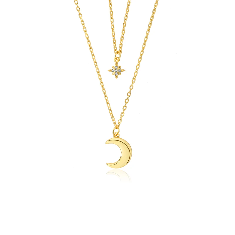 Minimalist Fashion Gold Plated double layer chain necklace 925 silver starburst charms moon pendant layered necklace
Minimalist Fashion Gold Plated double layer chain necklace 925 silver starburst charms moon pendant layered necklace