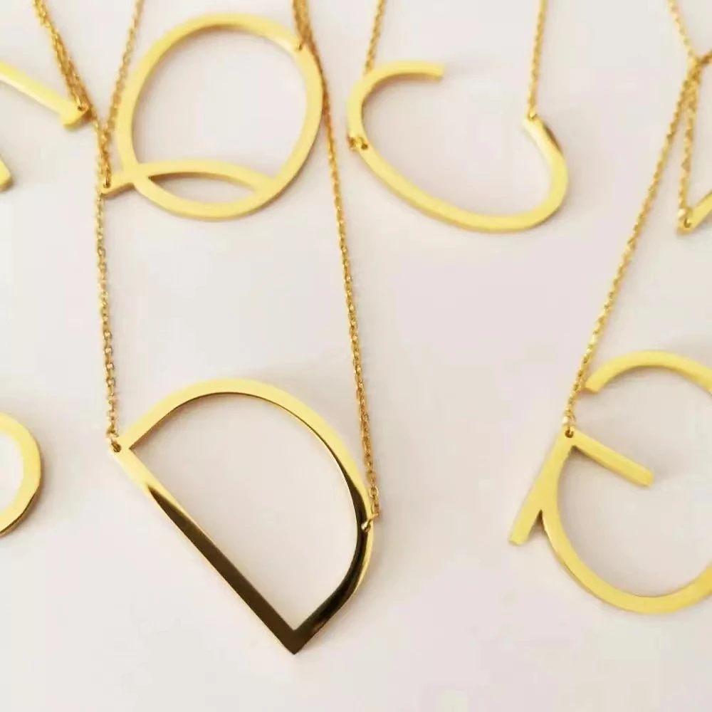 NS1084 Unisex Big 18k Gold Plated Stainless Steel 26 Alphabet Letter Charm Pendant Necklaces Large A-Z Initial jewelry for Women
NS1084 Unisex Big 18k Gold Plated Stainless Steel 26 Alphabet Letter Charm Pendant Necklaces Large A-Z Initial jewelry for Women