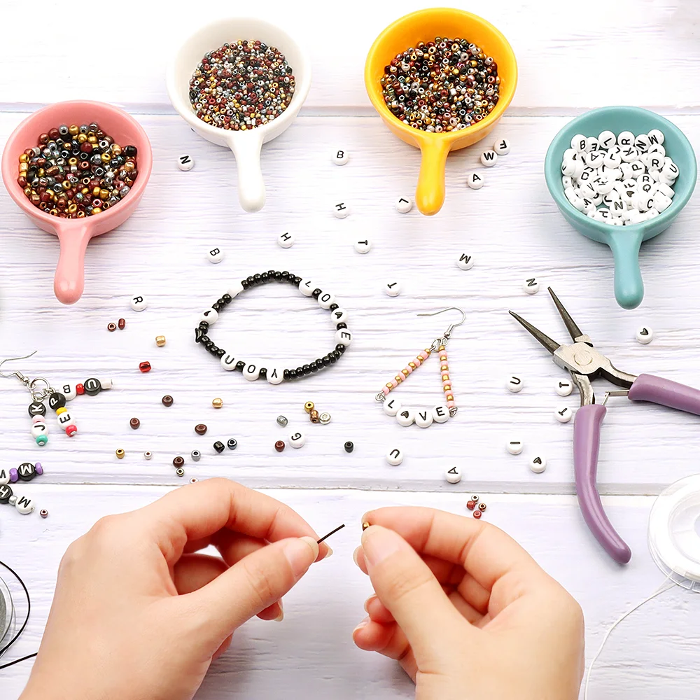 Glass Seed Beads Started Kit Alphabet Beads Kit with Tool Kit for DIY Craft Bracelet Jewelry Making Supplies, As picture
Glass Seed Beads Started Kit Alphabet Beads Kit with Tool Kit for DIY Craft Bracelet Jewelry Making Supplies, As picture