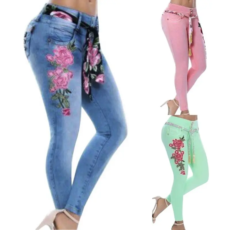 Woman Floral Embroidery Jeans Plus Size 5XL Bohemian Skinny Jeans Jean Pencil Denim Pants, Picture color
Woman Floral Embroidery Jeans Plus Size 5XL Bohemian Skinny Jeans Jean Pencil Denim Pants, Picture color