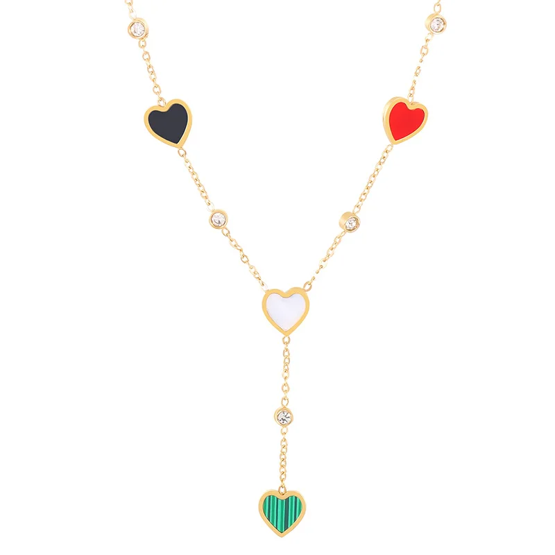 Kalen Gold-Plated Stainless Steel Rhinestone Multi-color Shell&Acrylic Love Heart Necklace
Kalen Gold-Plated Stainless Steel Rhinestone Multi-color Shell&Acrylic Love Heart Necklace