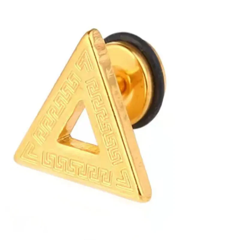 Gold-plated triangular rivet earrings for men and women stainless steel personalized fashion earrings
Gold-plated triangular rivet earrings for men and women stainless steel personalized fashion earrings