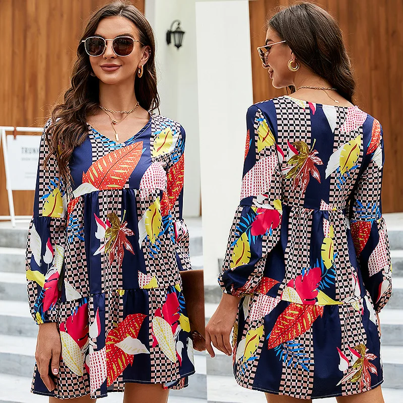 2021 plus-size women's casual dresses loose V-neck tunic dress elegant shift dress, Blue
2021 plus-size women's casual dresses loose V-neck tunic dress elegant shift dress, Blue