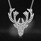 100% Stainless Steel Wild Animal Hollow Moose Head Necklace Wholesale Female Unique Fashion Jewelry Necklaces For Women