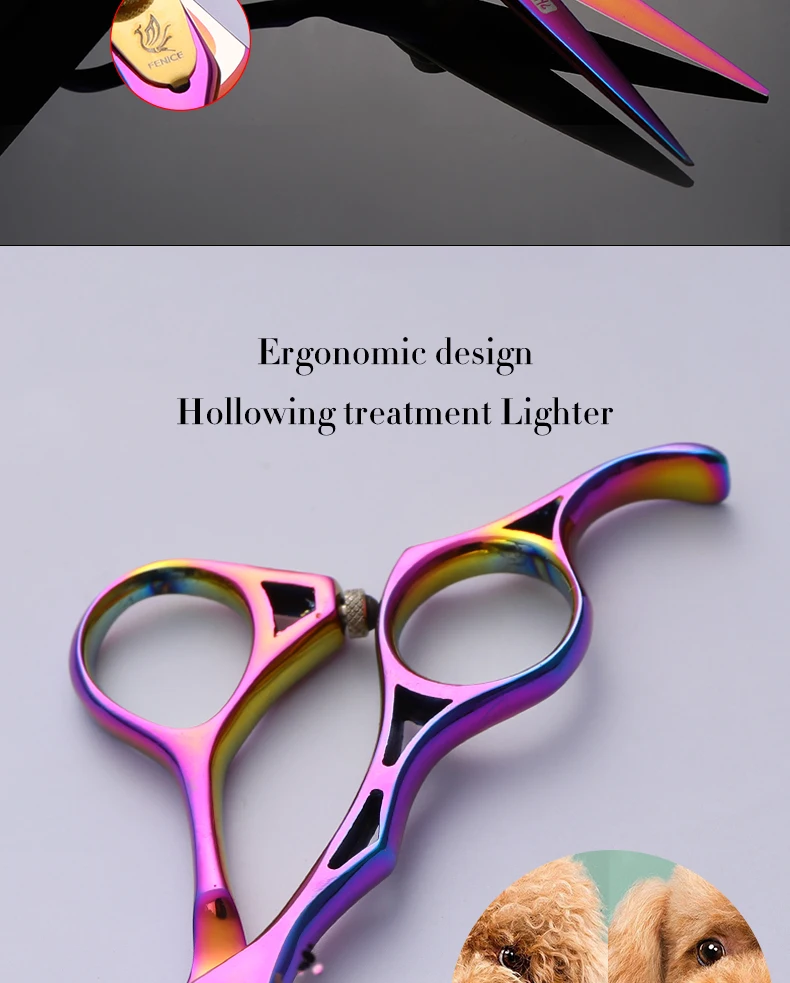 Fenice 5.5 inch Left Handed Pet Dog Grooming Scissors Set Animal Hair Shears Kit