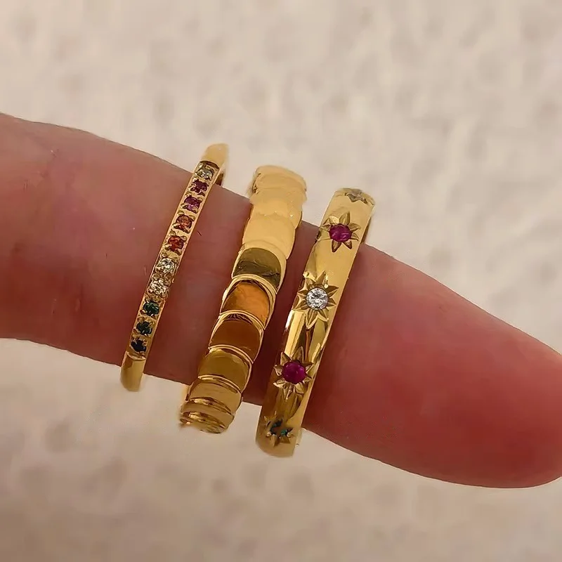 3 Designs Stainless Steel Colorful Thin Rainbow Zircon Sun Ring Stylish Linked Circle Beaded Round Geometric Ring Jewelry
3 Designs Stainless Steel Colorful Thin Rainbow Zircon Sun Ring Stylish Linked Circle Beaded Round Geometric Ring Jewelry