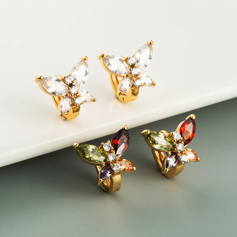 Jachon New High Quality Zircon Butterfly Earrings Fashion Luxury Shiny Earrings For Woman Girl, As picture
Jachon New High Quality Zircon Butterfly Earrings Fashion Luxury Shiny Earrings For Woman Girl, As picture