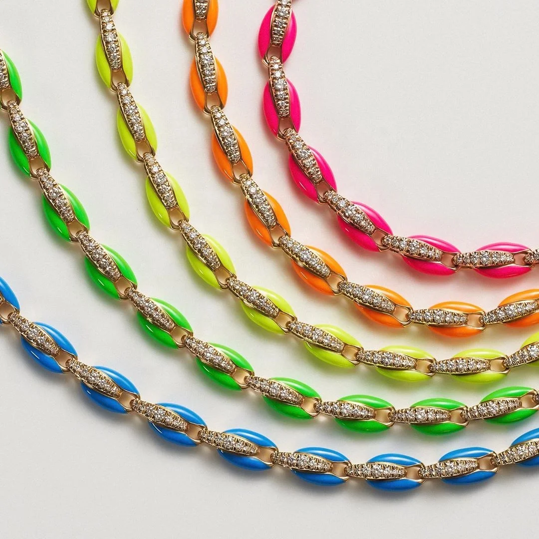 Colorful coffee bean chain women jewelry gold plated Neon enamel colorful chain necklace, Customized
Colorful coffee bean chain women jewelry gold plated Neon enamel colorful chain necklace, Customized