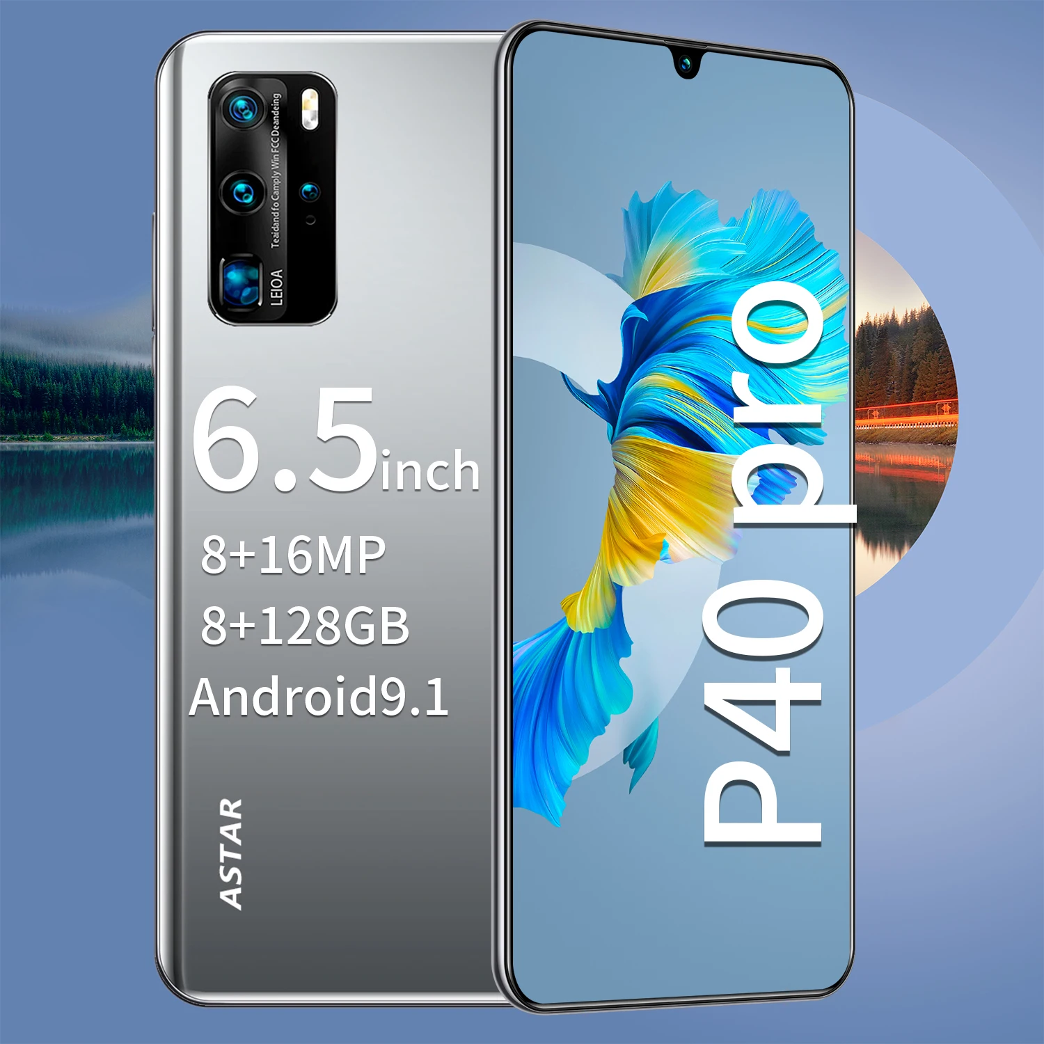 P40Pro 6.5-inch large screen 8+16MP 8+128GB memory Android system stylish appearance smart phone
P40Pro 6.5-inch large screen 8+16MP 8+128GB memory Android system stylish appearance smart phone