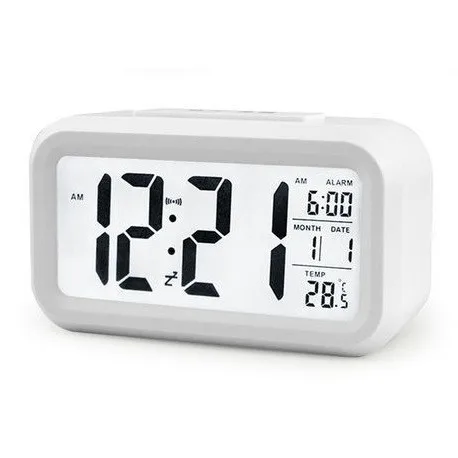 

H521 Bedside Wake Up Snooze Temperature Thermometer Calendar Silent Desk Table Clock Smart Sensor Nightlight Digital Alarm Clock, Multi colour