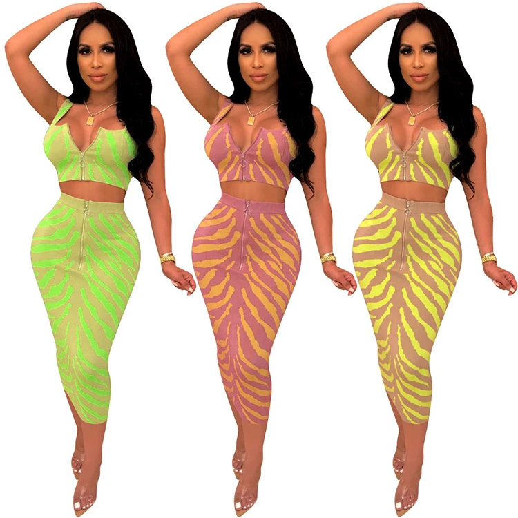 African Women Sexy Zipper Sleeveless Crop Top Bodycon Pencil Dress Two Piece Skirt Set
African Women Sexy Zipper Sleeveless Crop Top Bodycon Pencil Dress Two Piece Skirt Set