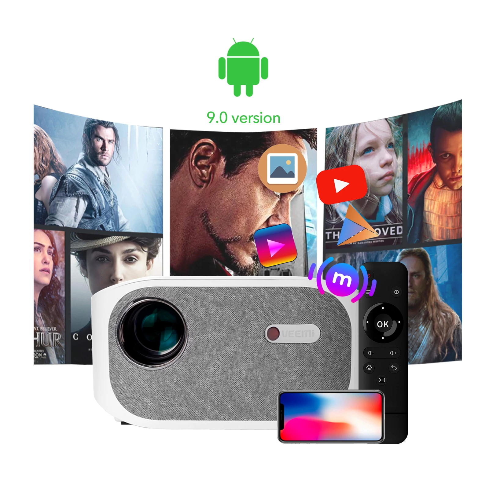 Factory Wholesale HD 1080P Portable Newest Android 9.0 version LCD Projector android projector
Factory Wholesale HD 1080P Portable Newest Android 9.0 version LCD Projector android projector