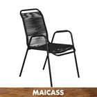Stackable Garden Metal Wire Lounge Chair Outdoor in Black