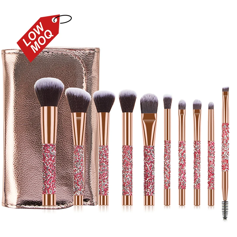 Rose Golden Glitter Handle 10pcs Crystal Diamond Foundation Brush Set With Pu Bag Makeup Brushes Set
Rose Golden Glitter Handle 10pcs Crystal Diamond Foundation Brush Set With Pu Bag Makeup Brushes Set