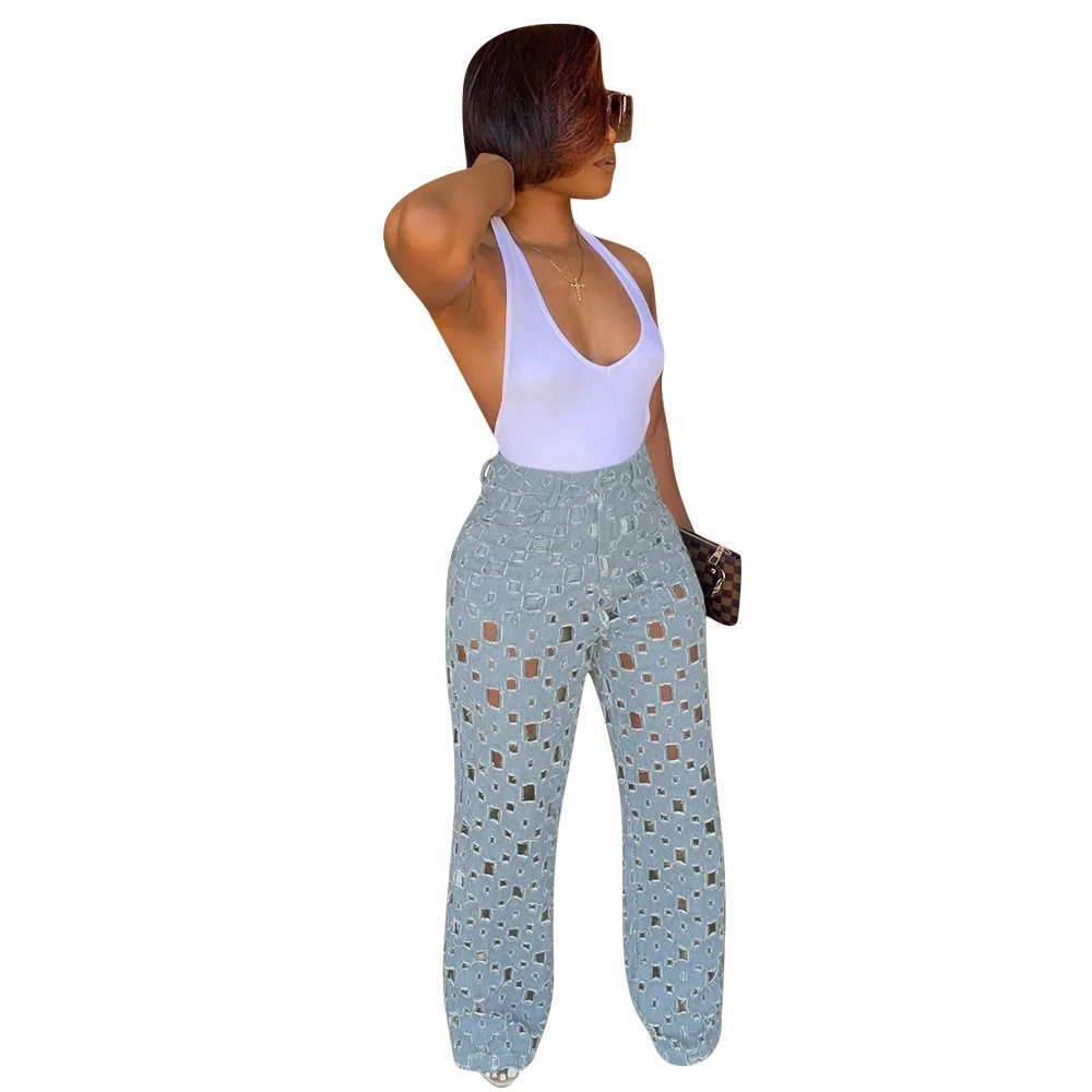 Summer Women's Jeans Break A Hole Hollowed Out Wide Leg Solid Color Fashion Leisure 20200528742
Summer Women's Jeans Break A Hole Hollowed Out Wide Leg Solid Color Fashion Leisure 20200528742