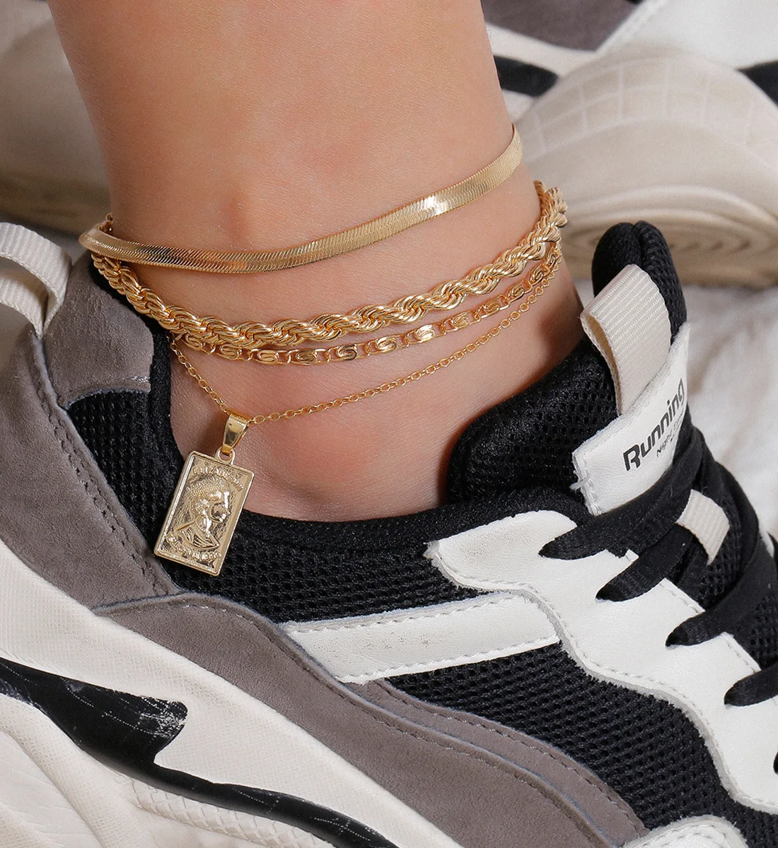 Fashion Gold Anklet Set Gold Plated Jewelry Sets Anklet Bracelets Women Multi-layer Hip Hop Wear Summer Pendant Foot Anklets, Rose gold
Fashion Gold Anklet Set Gold Plated Jewelry Sets Anklet Bracelets Women Multi-layer Hip Hop Wear Summer Pendant Foot Anklets, Rose gold